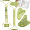 YUBBI™ Jade Gua Sha Set - Groene Jade Gezichtsroller - Schraper - Gezichtsverzorging - 4 Stuks - Inclusief Instructies