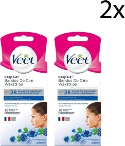 Veet - Easy-Gel Wax - Ontharingsstrips - Gezicht - Gevoelige Huid - 2 X 20 Stuks