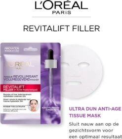 L’Oréal Paris - Revitalift Filler Hyaluronzuur Tissue Gezichtsmasker - 5 Stuks - Voordeelverpakking -Verzorgingsproducten 1054x1200 1