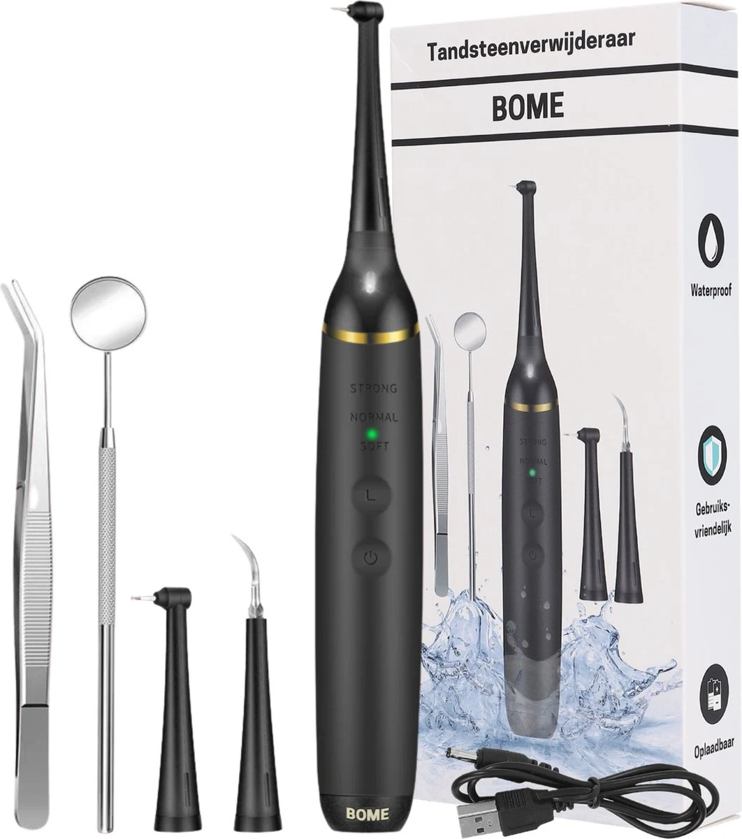 BOME Tandsteen Verwijderaar - 3 Opzetstukken - Tandplak Verwijderaar - Inclusief Spiegel En Pincet - 3 Standen 1 BOME Tandsteen Verwijderaar - 3 Opzetstukken - Tandplak Verwijderaar - Inclusief Spiegel En Pincet - 3 Standen