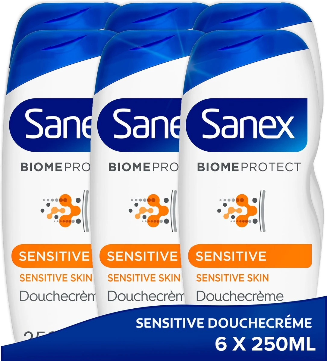 Sanex BiomeProtect Dermo Sensitive Douchegel - 6 X 250ml - Voordeelverpakking