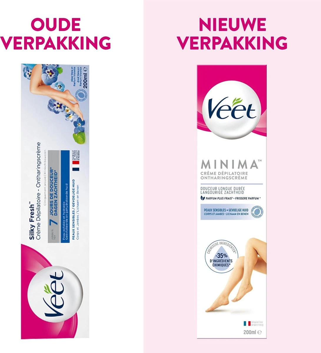 Veet Ontharingscreme - Gevoelige Huid - Minima - 200ml X2 2 Veet Ontharingscreme - Gevoelige Huid - Minima - 200ml X2 - Afbeelding 2