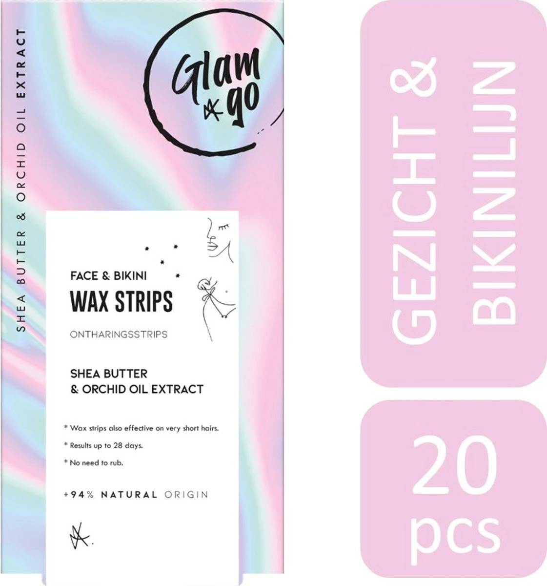 Glam & Go Wax Strips - Voor Gezicht En Bikinilijn - Ontharing - Face & Bikini - 20 Stuks 1 Glam & Go Wax Strips - Voor Gezicht En Bikinilijn - Ontharing - Face & Bikini - 20 Stuks