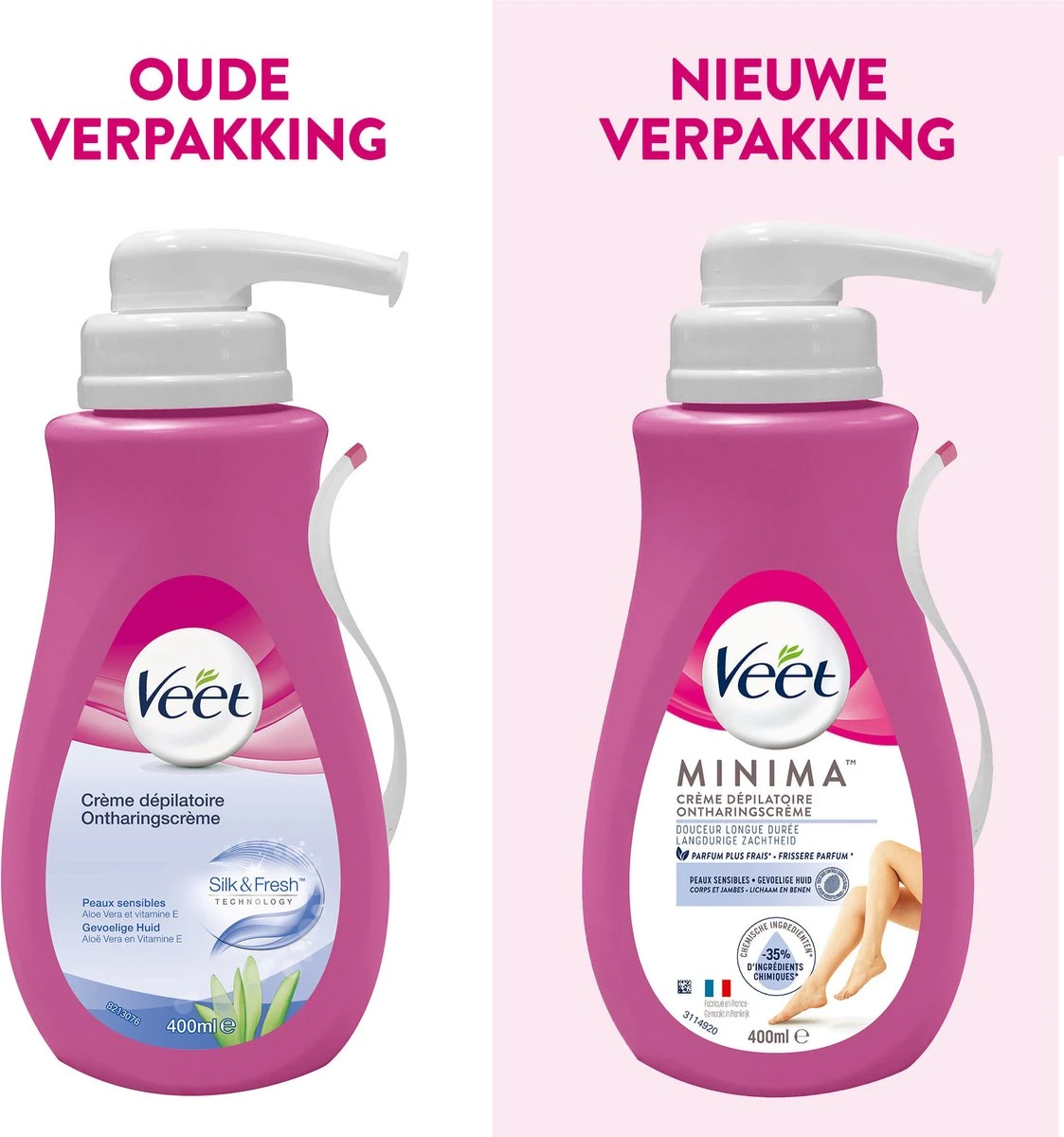 Veet - Minima Ontharingscrème - Gevoelige Huid - 400 Ml 2 Veet - Minima Ontharingscrème - Gevoelige Huid - 400 Ml - Afbeelding 2