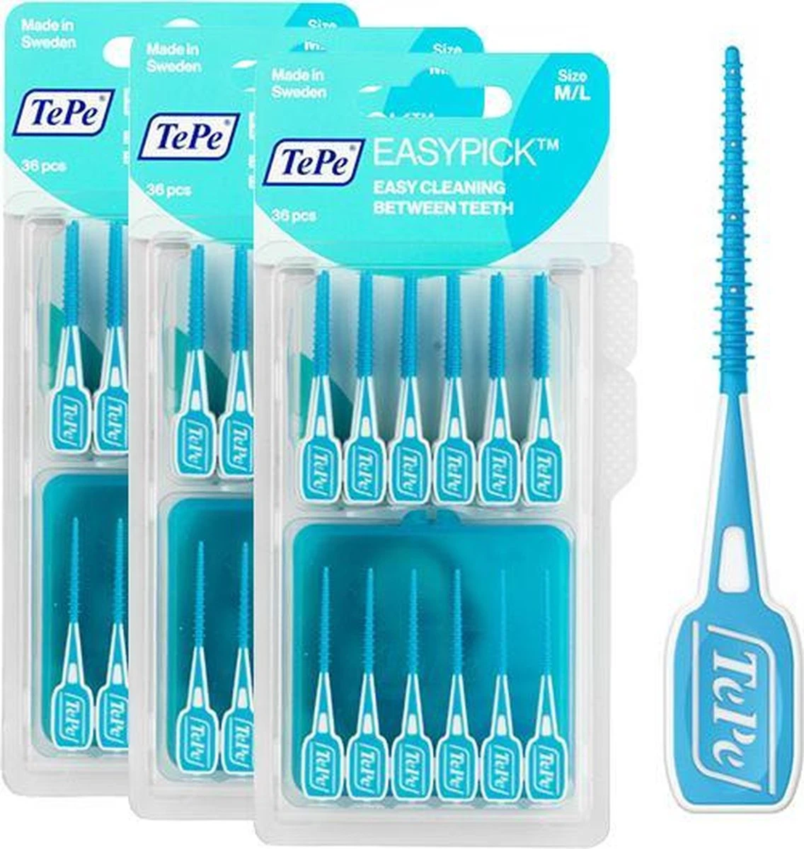 TePe Easypick M/L - Turquoise - 3 X 36 Stuks - Voordeelverpakking 1 TePe Easypick M/L - Turquoise - 3 X 36 Stuks - Voordeelverpakking