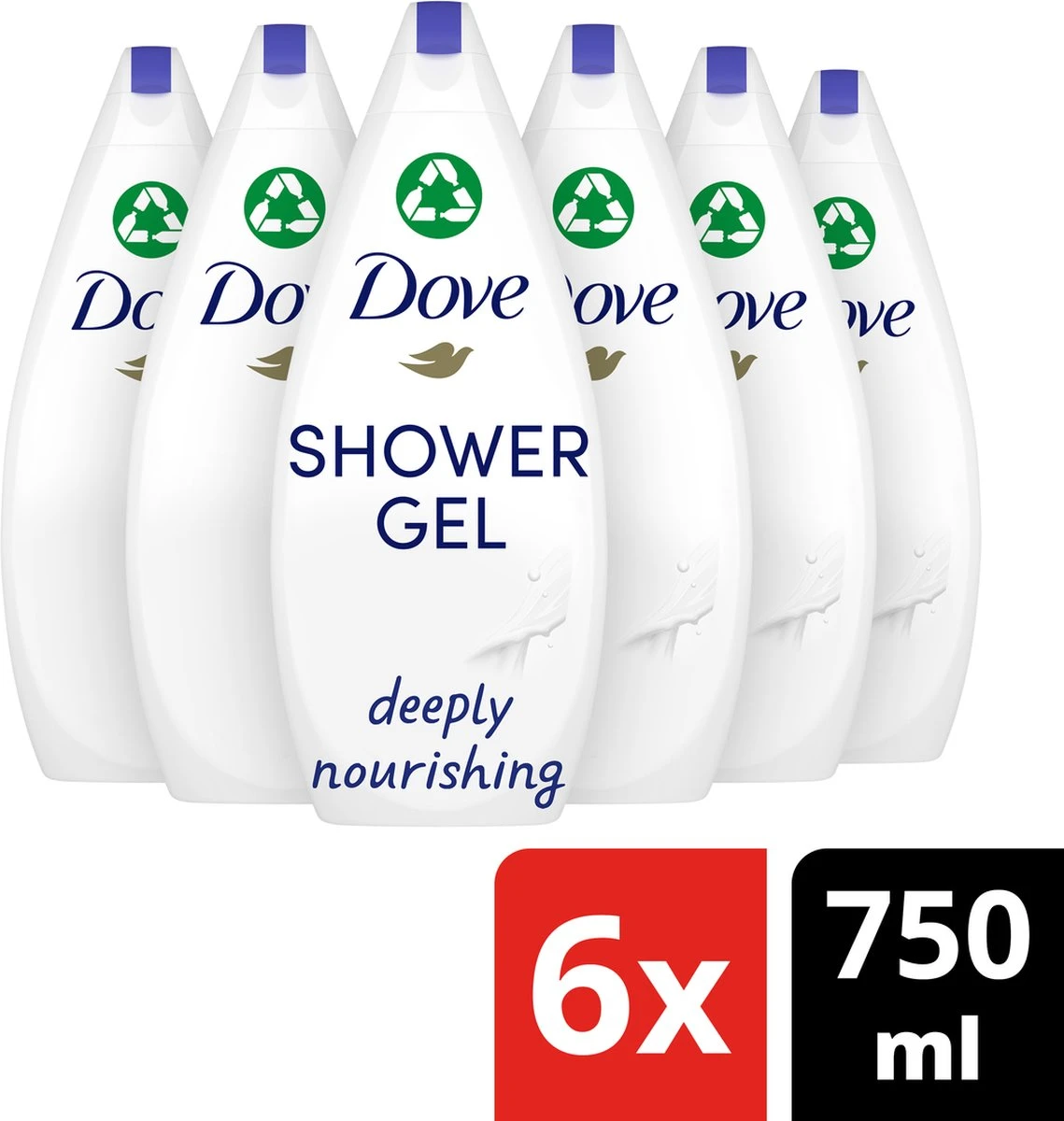 Dove Douchegel Deeply Nourishing - 6 X 750 Ml - Voordeelverpakking 1 Dove Douchegel Deeply Nourishing - 6 X 750 Ml - Voordeelverpakking
