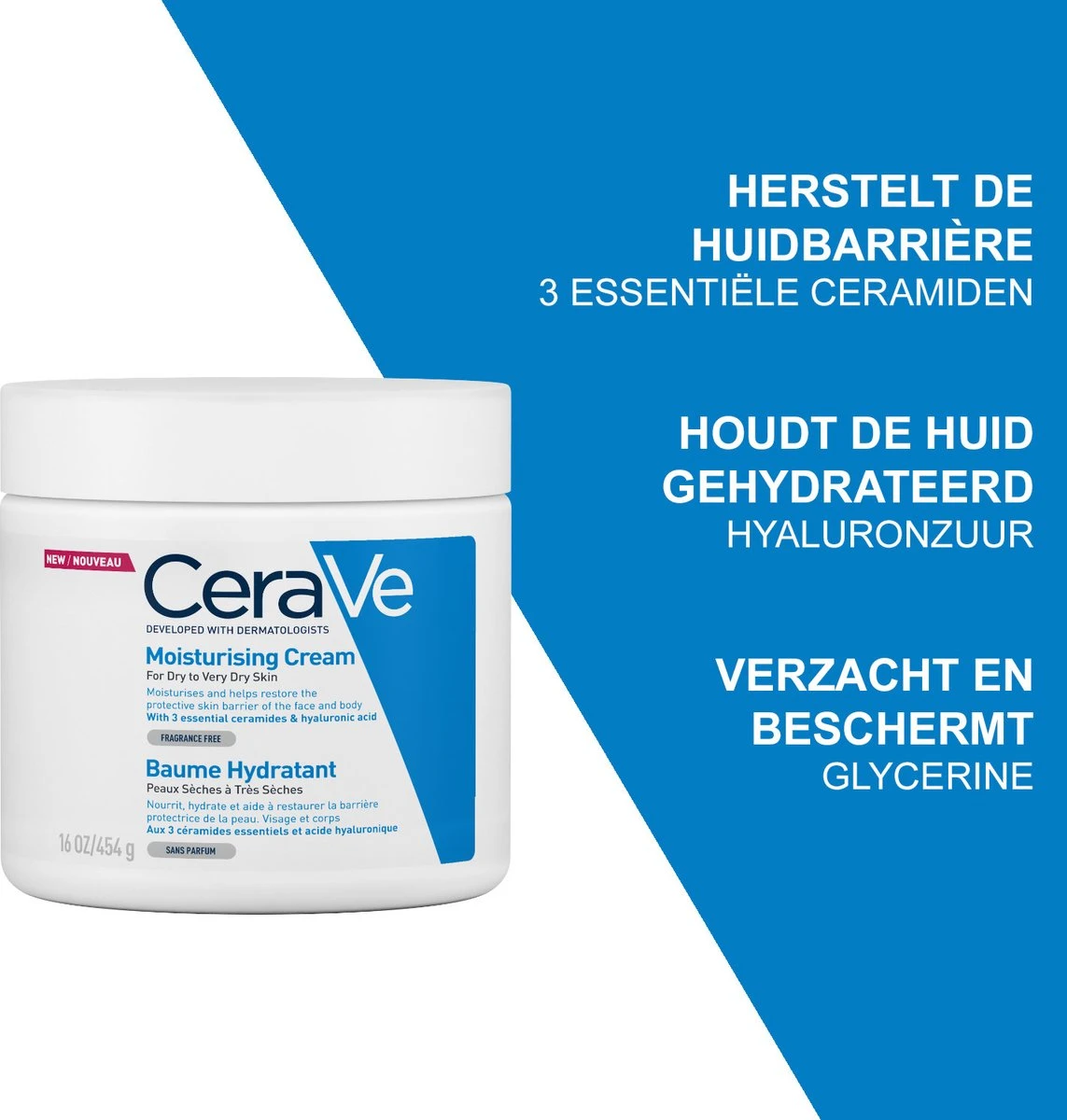 CeraVe - Moisturizing Cream - Bodycrème - Droge Tot Zeer Droge Huid - 454 G 2 CeraVe - Moisturizing Cream - Bodycrème - Droge Tot Zeer Droge Huid - 454 G - Afbeelding 2