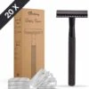 Bamboozy Safety Razor RVS + 20 Scheermesjes Mat Zwart Unisex Mannen Vrouwen Double Edge Single Blade Zero Waste Duurzaam Scheren