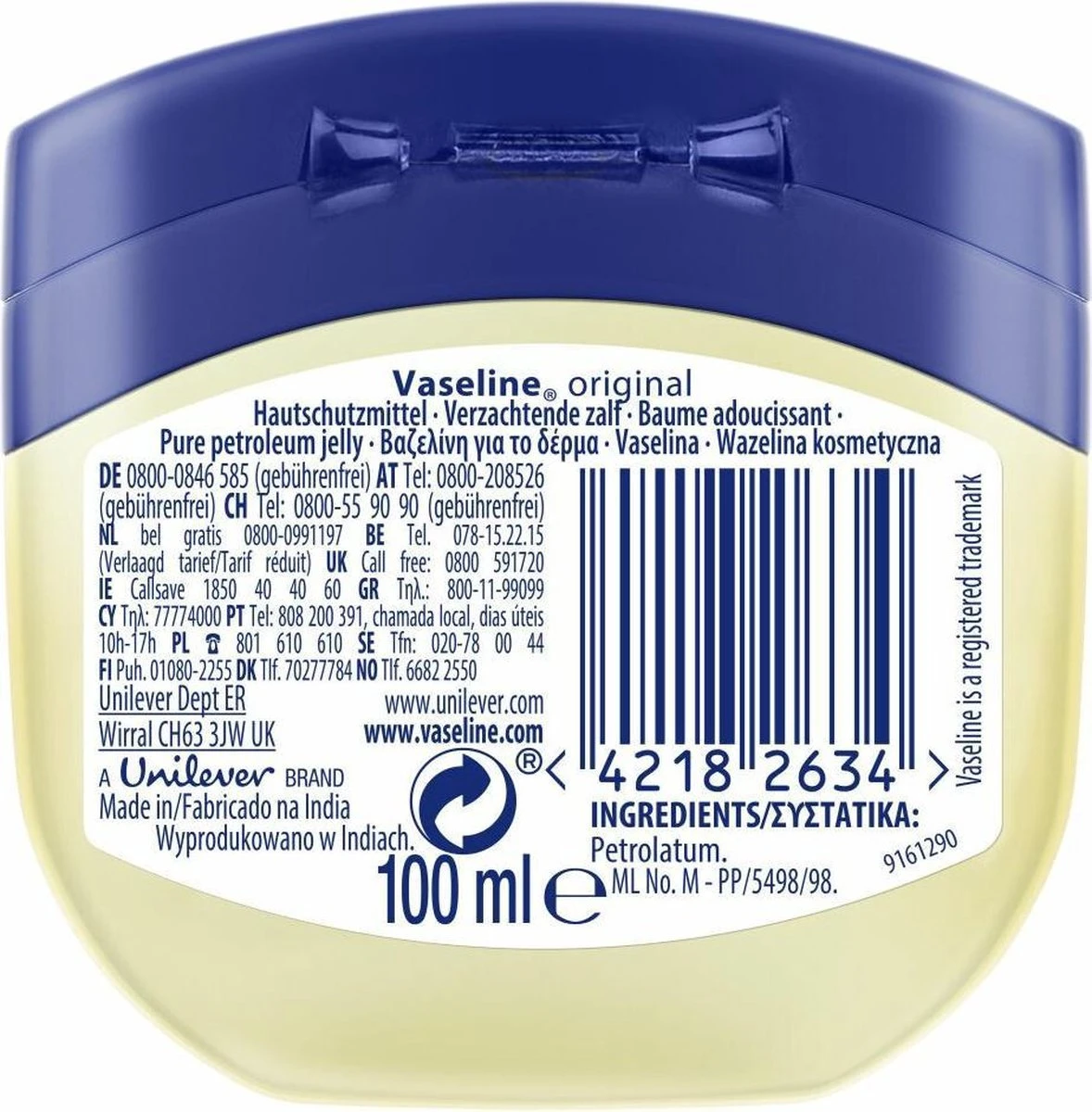 Vaseline® Vaseline Pure Petroleum Jelly Original - 100 Ml - Bodygel 2 Vaseline® Vaseline Pure Petroleum Jelly Original - 100 Ml - Bodygel - Afbeelding 2