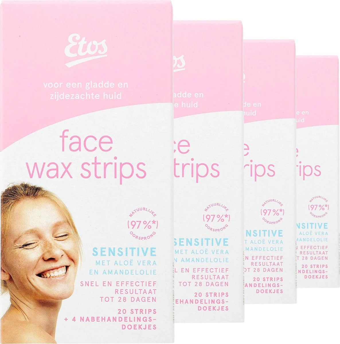 Etos Wax Strips - Gezicht - 80 Stuks - (4 X 20) 1 Etos Wax Strips - Gezicht - 80 Stuks - (4 X 20)