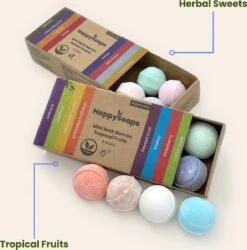 HappySoaps Mini Bath Bombs - Tropical Fruits - 8 Bruisballen In Verschillende Tropische Geuren - 100% Plasticvrij, Vegan & Natuurlijk -Verzorgingsproducten 1187x1200 3