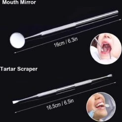 Compleet Tandarts Setje –4 Stuks Tandsteenhaakje – Tandartshaakje - Mondspiegel – Tandarts Gereedschap – Mondverzorging – Stainless Steel -Verzorgingsproducten 1195x1200 13