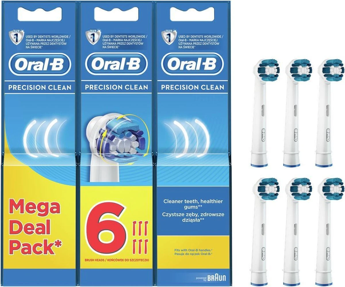 Oral B Oral-B Precision Clean - Opzetborstels - 6 Stuks - Wit 1 Oral B Oral-B Precision Clean - Opzetborstels - 6 Stuks - Wit