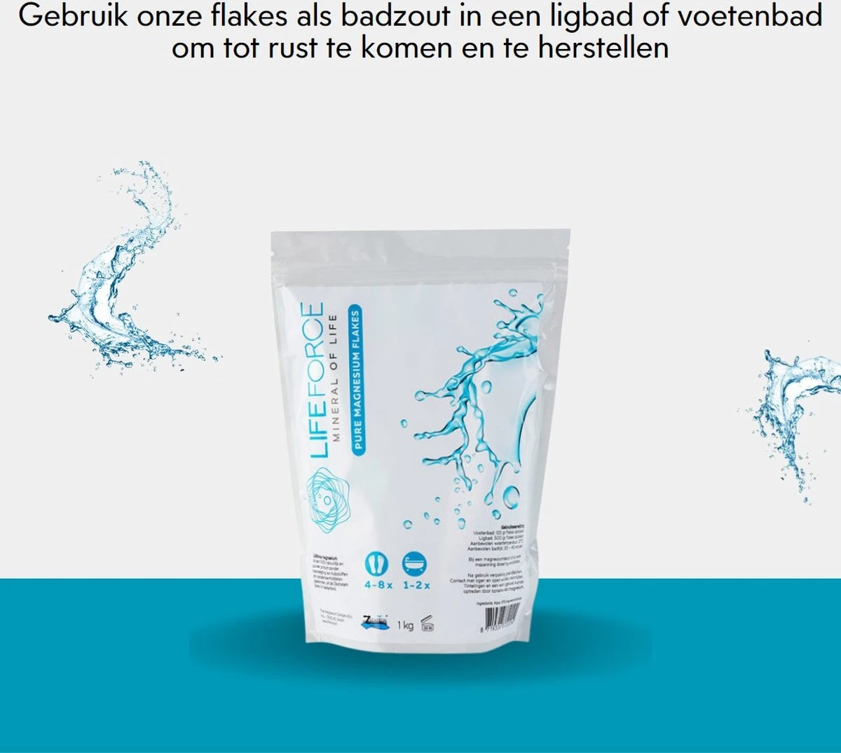 Lifeforce Magnesium Vlokken / Flakes / Badzout (1 Kg) | Puur Zechstein - Magnesiumchloride 100% Natuurlijk En Zuiver 2 Lifeforce Magnesium Vlokken / Flakes / Badzout (1 Kg) | Puur Zechstein - Magnesiumchloride 100% Natuurlijk En Zuiver - Afbeelding 2