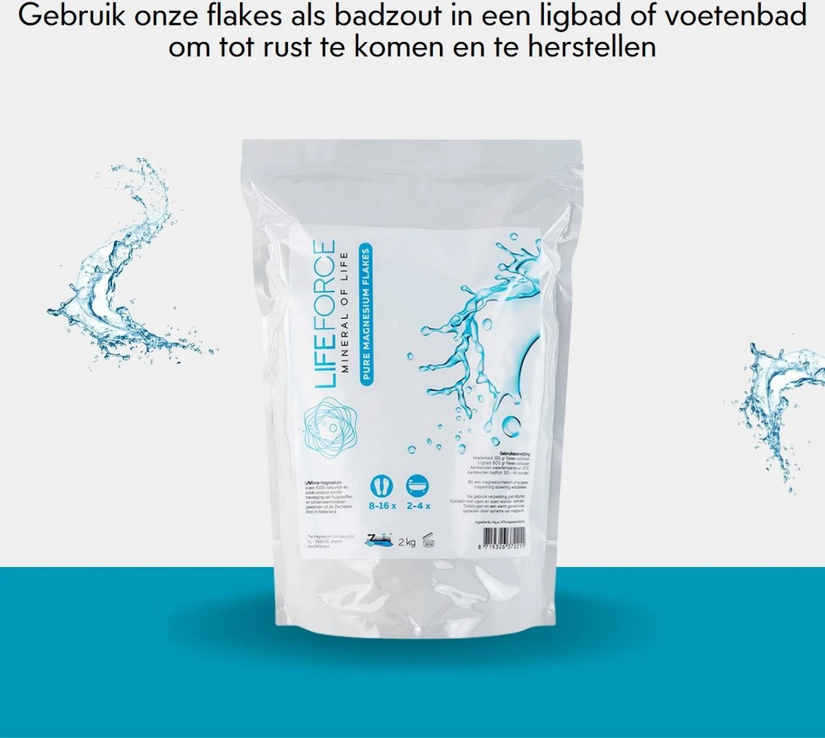 Lifeforce Magnesium Vlokken / Flakes / Badzout (2 Kg) | Puur Zechstein - Magnesiumchloride 100% Natuurlijk En Zuiver 2 Lifeforce Magnesium Vlokken / Flakes / Badzout (2 Kg) | Puur Zechstein - Magnesiumchloride 100% Natuurlijk En Zuiver - Afbeelding 2