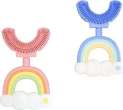 Medies - 360° U-vormige Kindertandenborstel Regenboog Roze | Baby Tandenborstel | Kindertandenborstel | Peuter Tandenborstel | U-vorm - Siliconen - Bpa Free - 2 Tot 7 Jaar -Verzorgingsproducten 1200x1075