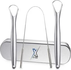 RVS Tongschraper Set - 4 Stuks - Mondverzorging - Tongreiniger, Tongborstel & Tong Schraper