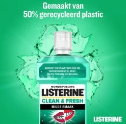 LISTERINE Clean & Fresh, Mondwater Met Essentiële Oliën En Fluoride, Zonder Alcohol, Bereikt De Plaatsen Die De Tandenborstel Mist – Zelfs Tussen De Beugel, 3 X 500 Ml -Verzorgingsproducten 1200x1180 6