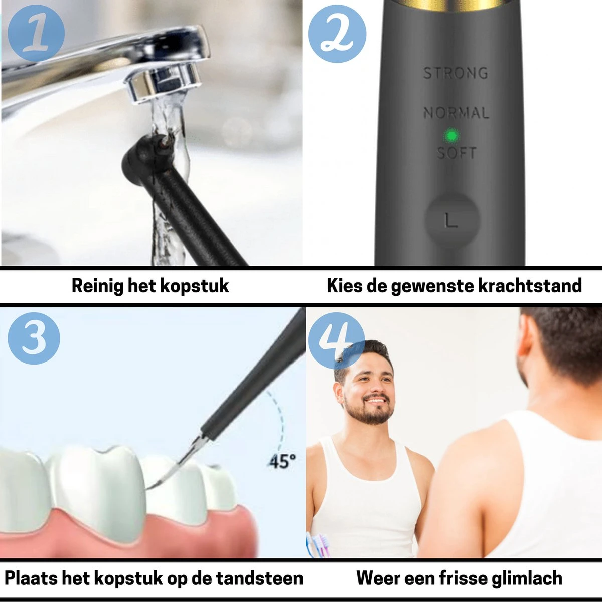 BOME Tandsteen Verwijderaar - 3 Opzetstukken - Tandplak Verwijderaar - Inclusief Spiegel En Pincet - 3 Standen 2 BOME Tandsteen Verwijderaar - 3 Opzetstukken - Tandplak Verwijderaar - Inclusief Spiegel En Pincet - 3 Standen - Afbeelding 2