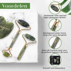 Sensage Jade Roller Met Gua Sha Steen | Massage | 100% Natuurlijk Groene Jade | Gezichtsroller | Face Roller | Roller | Gezichtsmassage | 4-delige Beauty Set -Verzorgingsproducten 1200x1200 1002