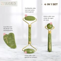 Velveux Gua Sha Jade Steen Gezichtsroller 4 Delige Set Cadeau Voor Vrouw - Geschenkset Vrouwen - Jade Roller - Gezichtsmassage - Valentijnsdag Cadeau -Verzorgingsproducten 1200x1200 1020