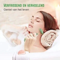 Merkloos Comize Jade Roller Gezichtsmassage Roller - Met Gua Sha Schraper - Groen -Verzorgingsproducten 1200x1200 1034