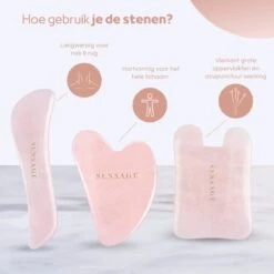 Sensage Gua Sha Set | 3-Delige Massage Set | 100% Natuurlijke Rozenkwarts Guasha Steen | Relax Anti Aging | Huidverzorging | Ontspanning | Gezichtsmassage | Lekkerder In Je Vel -Verzorgingsproducten 1200x1200 1067