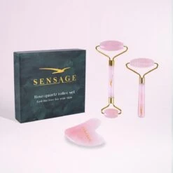 Sensage Rozenkwarts Roller Met Gua Sha Steen | Massage Jade Roller | 100% Natuurlijk Rose Quartz | Gezichtsroller | Face Roller | Roller | Gezichtsmassage | 4-delige Beauty Set -Verzorgingsproducten 1200x1200 1075