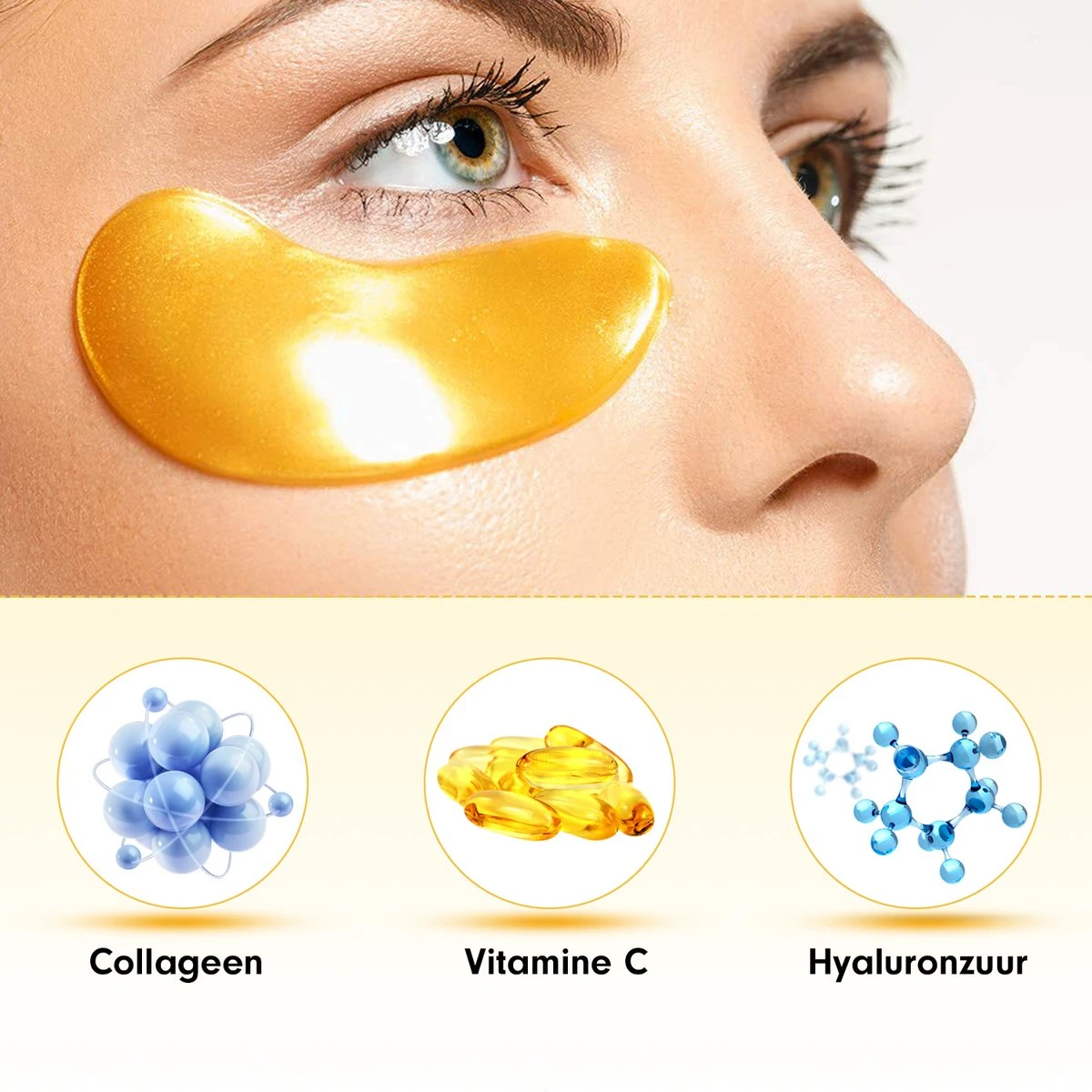 Collageen Oogmasker Luxovita - Wallen Wegwerken/Donkere Kringen/Rimpels - Hydraterend - 24k Goud Oog Masker - Eye Pads - Gel Oogmaskers - 60 Stuks 11 Collageen Oogmasker Luxovita - Wallen Wegwerken/Donkere Kringen/Rimpels - Hydraterend - 24k Goud Oog Masker - Eye Pads - Gel Oogmaskers - 60 Stuks - Afbeelding 11