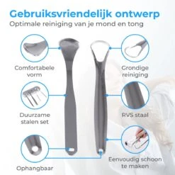 Nuvance - Professionele Tongschraper - 3 In 1 Set - Voor Mondverzorging - Tongreiniger - Tong Schraper - Tongue Scraper - RVS -Verzorgingsproducten 1200x1200 1562