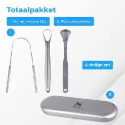 Nuvance - Professionele Tongschraper - 3 In 1 Set - Voor Mondverzorging - Tongreiniger - Tong Schraper - Tongue Scraper - RVS -Verzorgingsproducten 1200x1200 1564