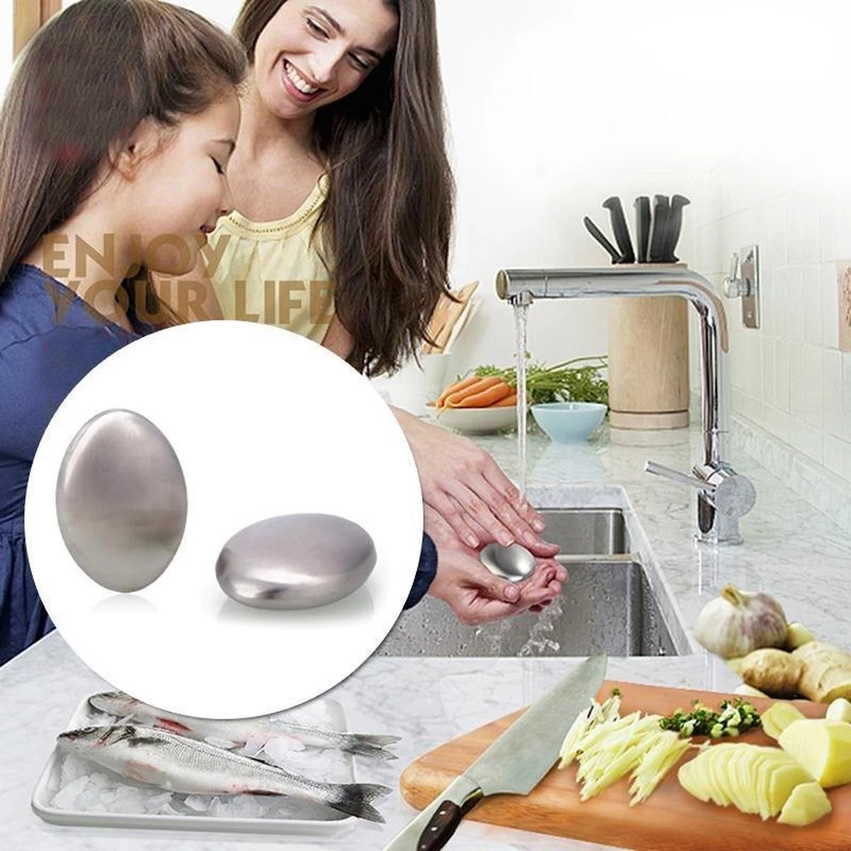 Merkloos Set Van 2! | Roestvrijstalen Zeep | RVS Zeep | Sterke Geuren Uit Je Hand Verwijderen | Ontsmettende Zeep | Geur Remover 3 Merkloos Set Van 2! | Roestvrijstalen Zeep | RVS Zeep | Sterke Geuren Uit Je Hand Verwijderen | Ontsmettende Zeep | Geur Remover - Afbeelding 3