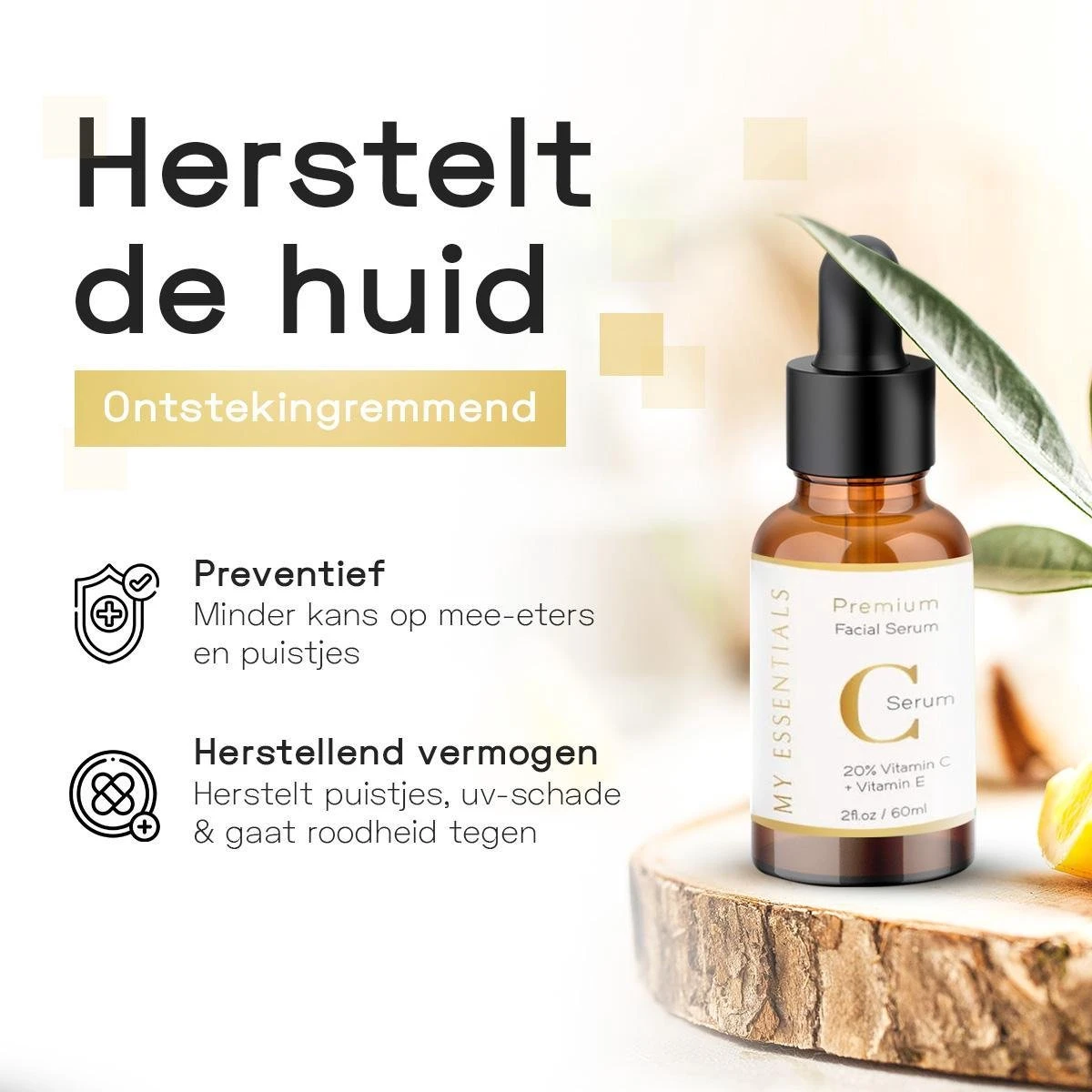 Essentials Premium Vitamin C Serum | 60 ML | 20% C Serum | Met Vitamine E | Gezichtsserum Vrouwen | Vitamine C Serum Gezicht | Vit C Serum | Anti Rimpel | Tegen Pigmentvlekken | 8 Essentials Premium Vitamin C Serum | 60 ML | 20% C Serum | Met Vitamine E | Gezichtsserum Vrouwen | Vitamine C Serum Gezicht | Vit C Serum | Anti Rimpel | Tegen Pigmentvlekken | - Afbeelding 8