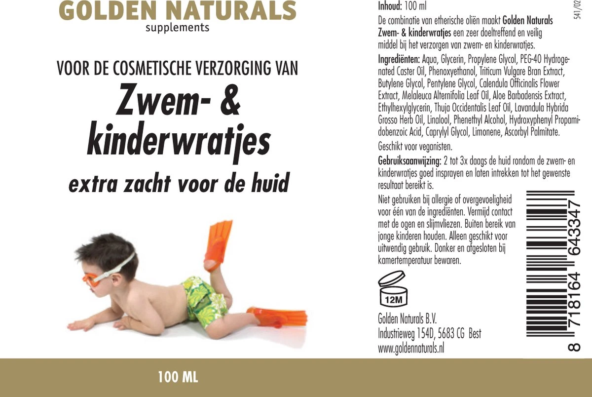 Golden Naturals Zwem- & Kinderwratjes (100 Milliliter) 2 Golden Naturals Zwem- & Kinderwratjes (100 Milliliter) - Afbeelding 2