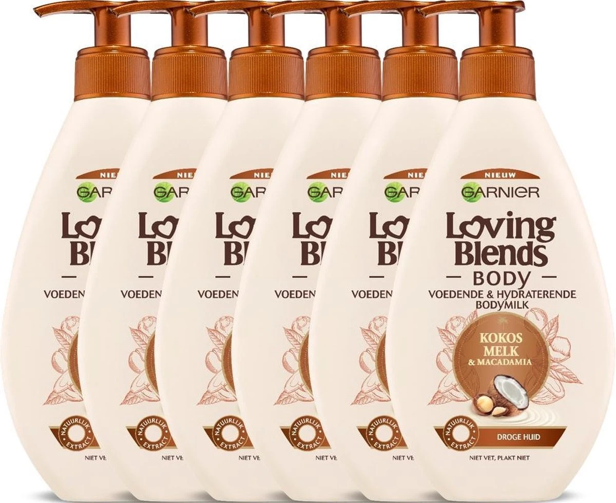 Garnier Loving Blends Body - Kokosmelk & Macadamia Bodymilk - 6 X 250 Ml - Voordeelverpakking 1 Garnier Loving Blends Body - Kokosmelk & Macadamia Bodymilk - 6 X 250 Ml - Voordeelverpakking