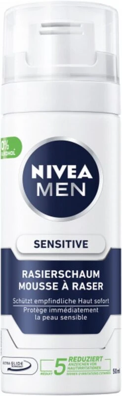 Nivea® | 4 X 50 Ml Scheerschuim Sensitive | Mini Flacon | Reisformaat | Gevoelige Huid |