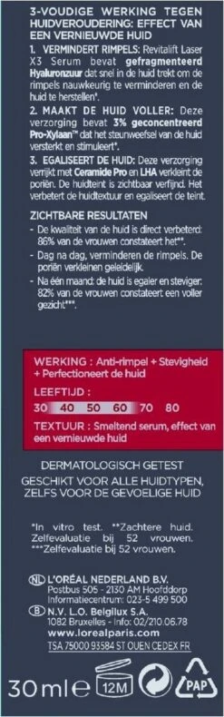 L’Oréal Paris RevitaLift Rejuvenating Serum Laser X3 - 30ml -Verzorgingsproducten 375x1200 2