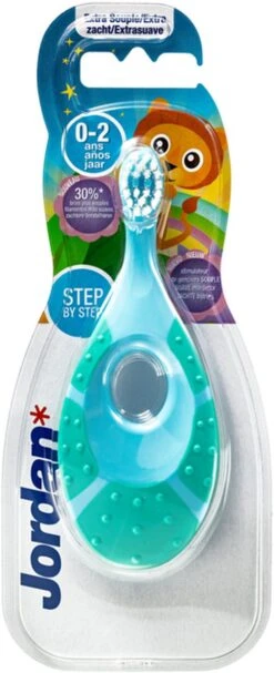 1x Jordan Tandenborstel Step By Step 0-2 Jaar Blauw/Groen/Oranje