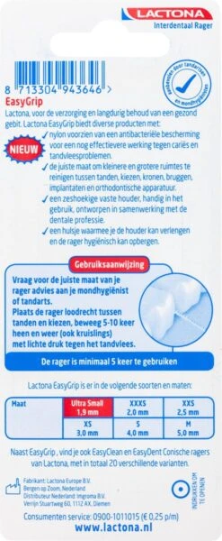 Lactona Ragers Easygrip 1,9 Mm Ultra Small - Tandenrager - 6 Stuks -Verzorgingsproducten 494x1200 6