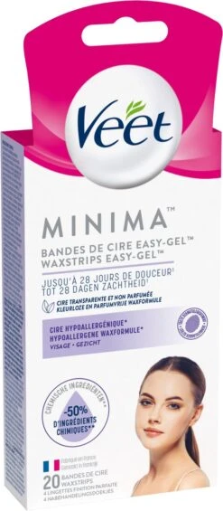 Veet Ontharingsstrips - Gezicht - Hypoallergene Minima - 20 Stuks 16 Veet Ontharingsstrips - Gezicht - Hypoallergene Minima - 20 Stuks -Verzorgingsproducten 525x1200 2