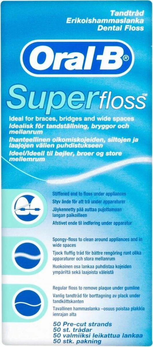 Oral B Oral-B Superfloss - 50 Stuks - Flosdraad 7 Oral B Oral-B Superfloss - 50 Stuks - Flosdraad - Afbeelding 7