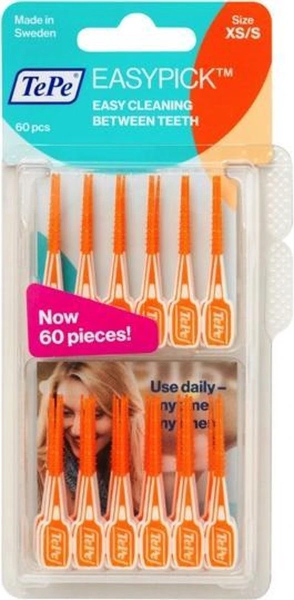 TePe EasyPick Oranje Maat XS/S – 60 Stuks 1 TePe EasyPick Oranje Maat XS/S – 60 Stuks