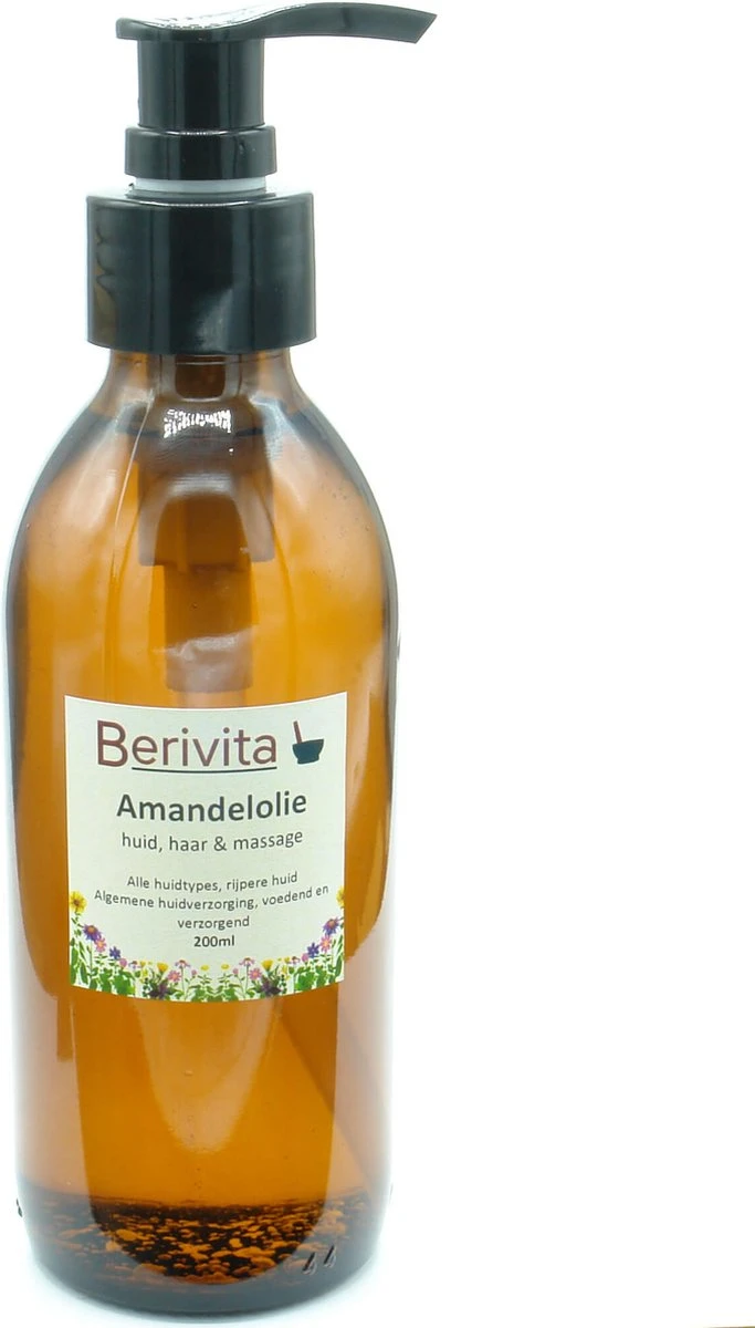 Amandelolie Puur 200ml Pompfles - Glas - Zoete Amandel Olie Voor Huid En Haren - Sweet Almond Oil 1 Amandelolie Puur 200ml Pompfles - Glas - Zoete Amandel Olie Voor Huid En Haren - Sweet Almond Oil