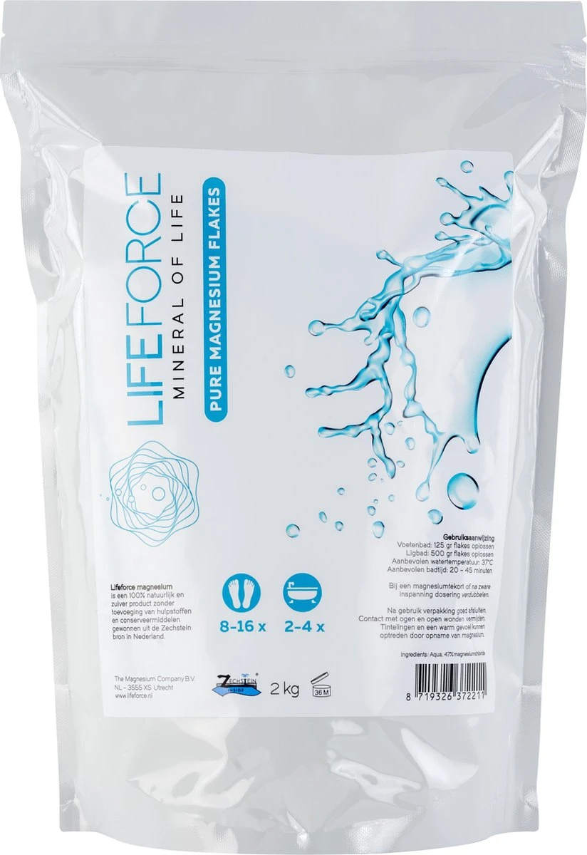 Lifeforce Magnesium Vlokken / Flakes / Badzout (2 Kg) | Puur Zechstein - Magnesiumchloride 100% Natuurlijk En Zuiver 1 Lifeforce Magnesium Vlokken / Flakes / Badzout (2 Kg) | Puur Zechstein - Magnesiumchloride 100% Natuurlijk En Zuiver