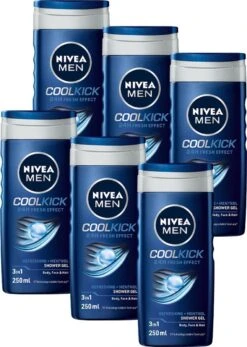NIVEA MEN Cool Kick Shower Gel - 6 X 250 ML - Voordeelverpakking - Douchegel
