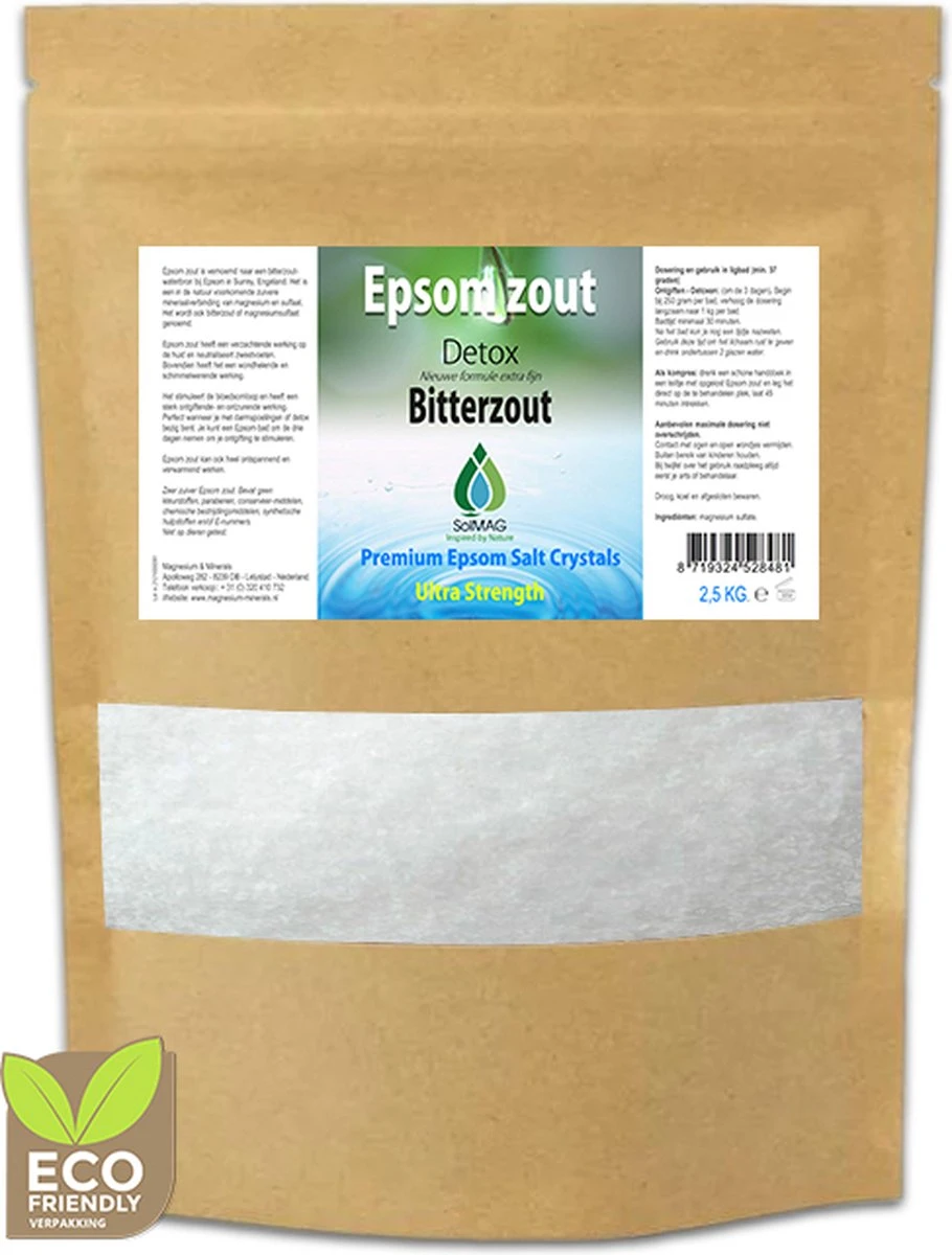 Epsom Zout-Bitterzout -Magnesiumsulfaat - Badzout - 2,5 Kg 1 Epsom Zout-Bitterzout -Magnesiumsulfaat - Badzout - 2,5 Kg