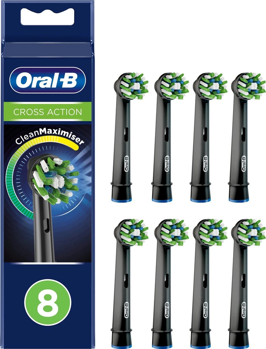 Oral B Oral-B CrossAction - Met CleanMaximiser-technologie - Opzetborstels - Zwart - 8 Stuks 1 Oral B Oral-B CrossAction - Met CleanMaximiser-technologie - Opzetborstels - Zwart - 8 Stuks