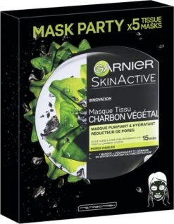 Garnier Skinactive Face Pure Charcoal Gezichtsmasker - 5 Stuks - Voordeelverpakking