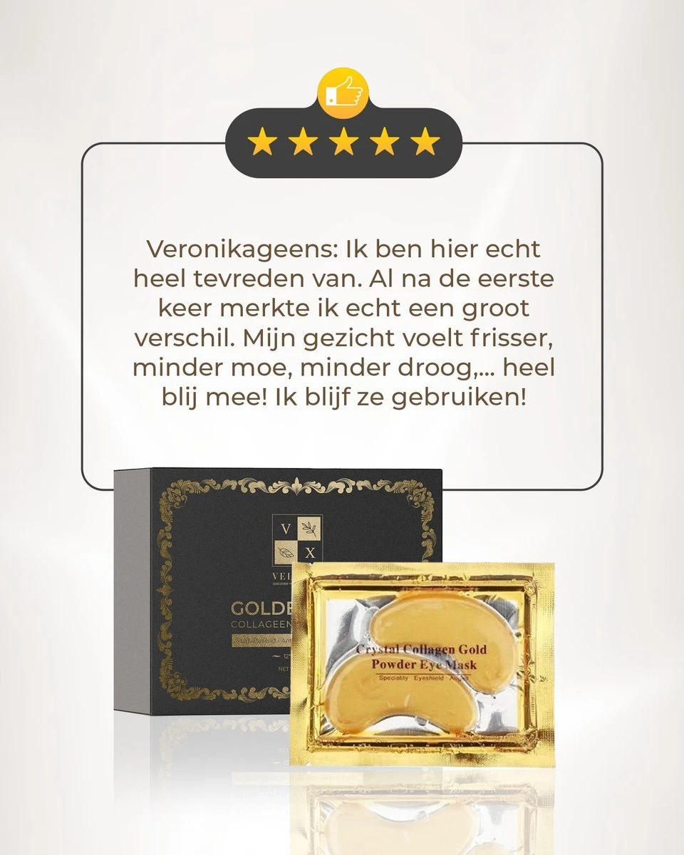 Velveux Collageen Oogmasker 24 STUKS (12 Paar) - Gezichtsmaskers Verzorging - Anti Wallen En Donkere Kringen – Eye Oog Patches Pads 5 Velveux Collageen Oogmasker 24 STUKS (12 Paar) - Gezichtsmaskers Verzorging - Anti Wallen En Donkere Kringen – Eye Oog Patches Pads - Afbeelding 5