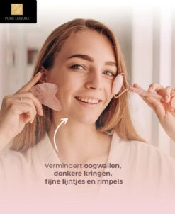 Jade Roller Rozenkwarts - Jade Roller - Gezichtsroller - Gua Sha - Rose Quartz - Gua Sha Jade - Jade - Massage - 2 Delige Set - Skincare - Valentijnsdag Cadeau -Verzorgingsproducten 983x1200